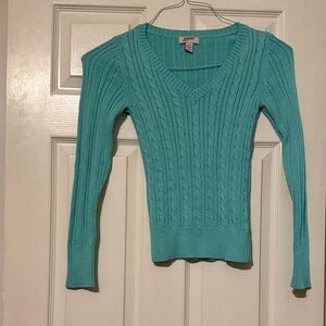 Arizona Jean Company Women's Teal V-Neck Sweater